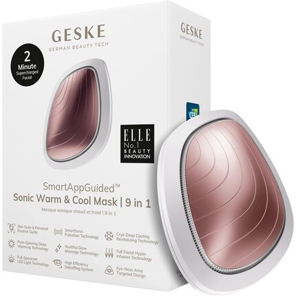 

Geske Smartappguided Sonic Warm & Cool Mask 9 в 1 Beauty Led Face Mask Полный спектр светодиодов и терапия красным светом Тепловое охлаждение Улучшенный уход за лицом Поглощение Массажное устройство для лица Starlight