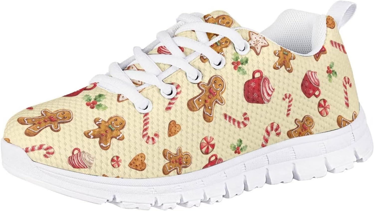 

Детские кроссовки Forchrinse для девочек и мальчиков, шнуровка, беговые и теннисные, легкая спортивная обувь, обувь для праздничных мероприятий, Christmas Gingerbread Man