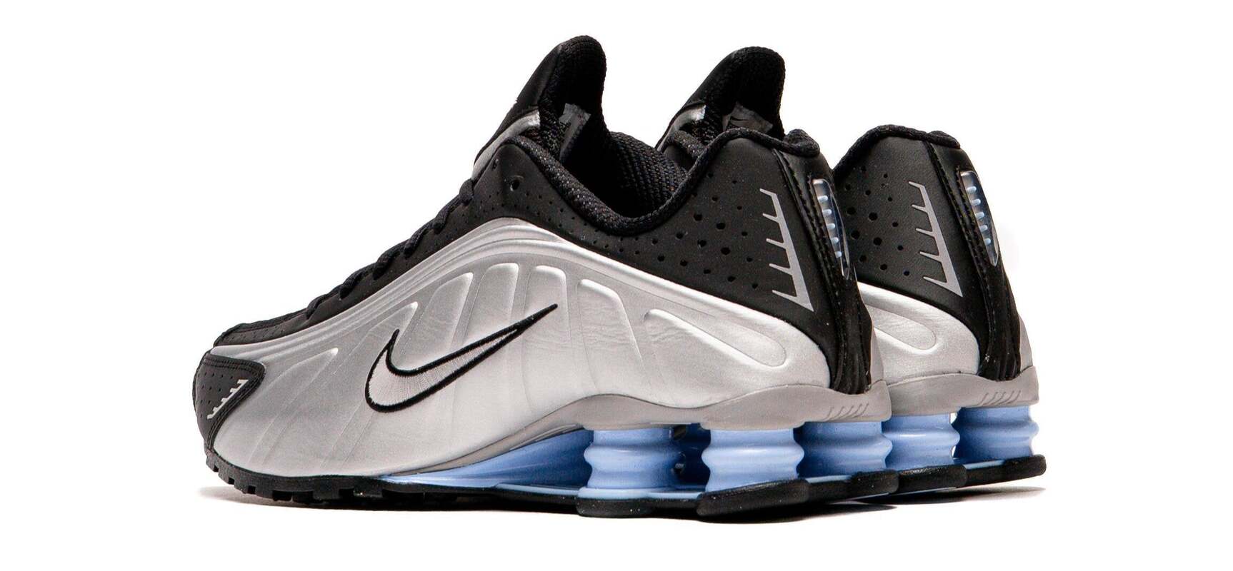 Кроссовки Nike Shox R4 Metallic Silver Black Psychic Blue — фото 4