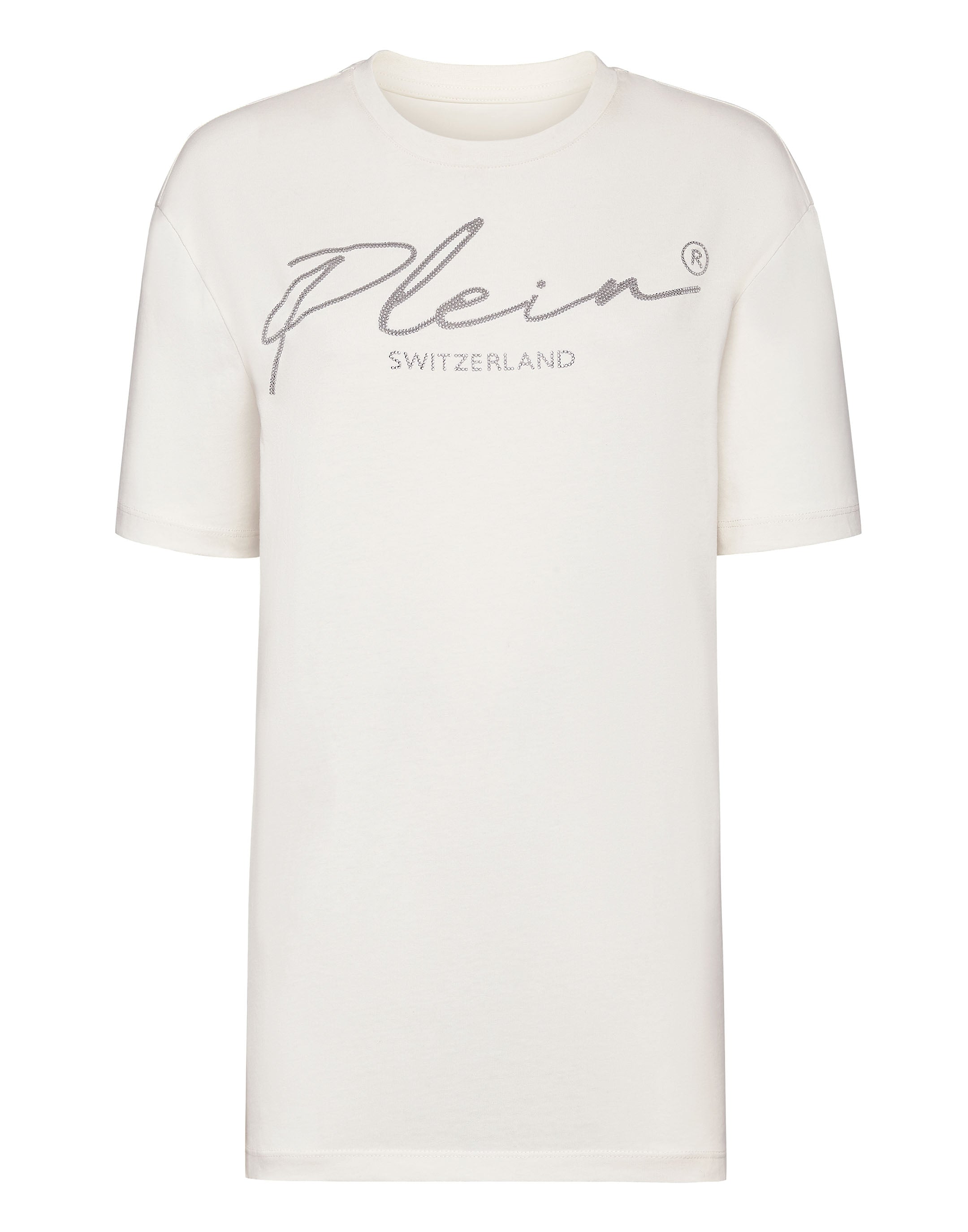 

Футболка с круглым вырезом SS Crystal Signature PHILIPP PLEIN, кремовый