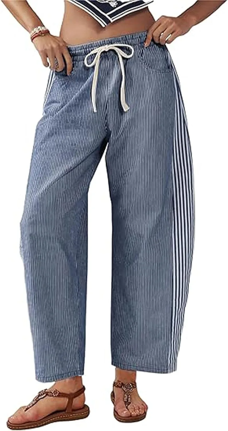 

Женские мешковатые джинсы в полоску с эластичным поясом loveimgs