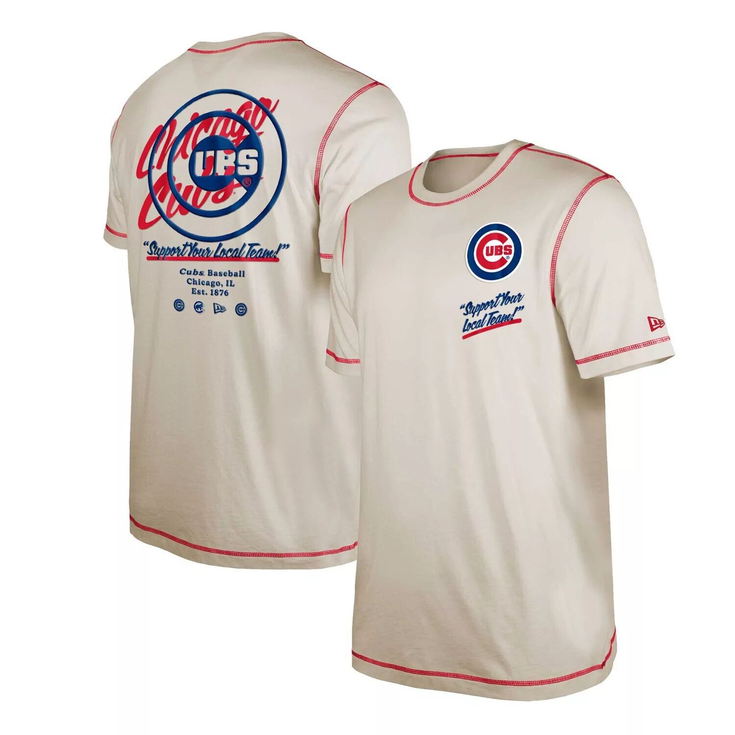 

Мужская кремовая футболка New Era Chicago Cubs Team Split, Бежевый, Мужская кремовая футболка New Era Chicago Cubs Team Split