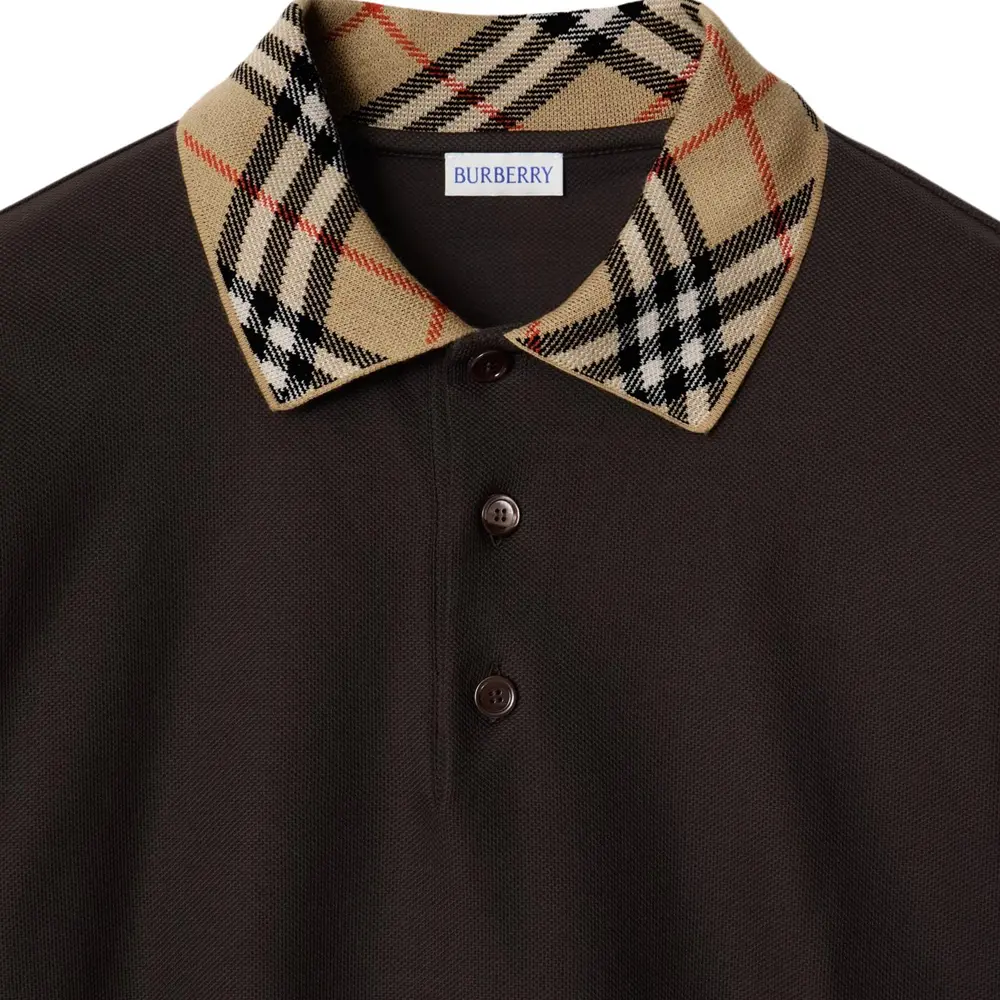 Футболка-поло Burberry с длинными рукавами, коричневый — фото 3