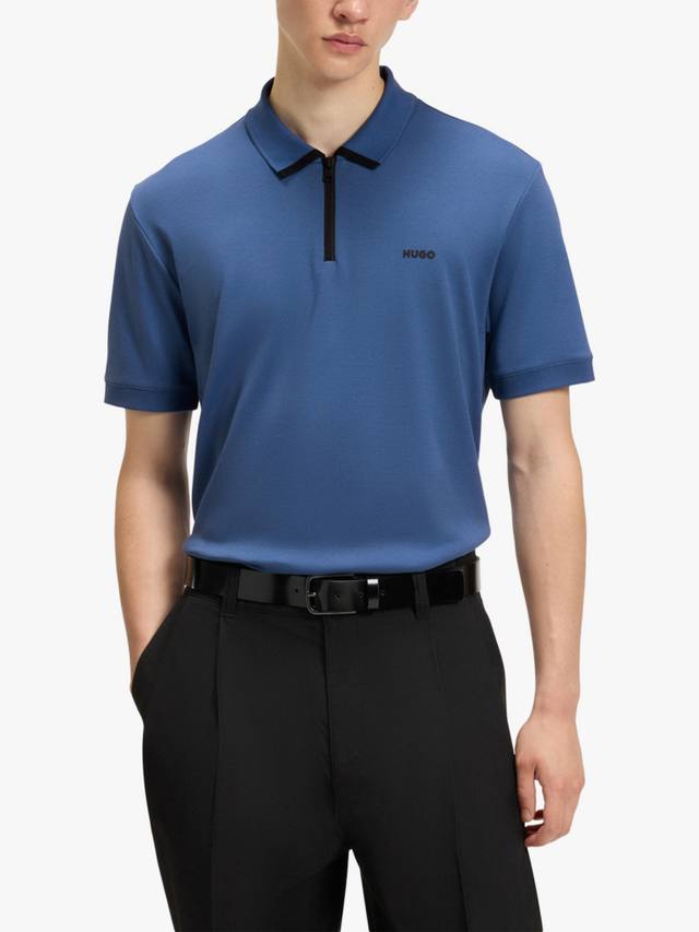 

Хлопковая поло с коротким рукавом и молнией Regular Fit от HUGO HUGO BOSS, Blue/Multi