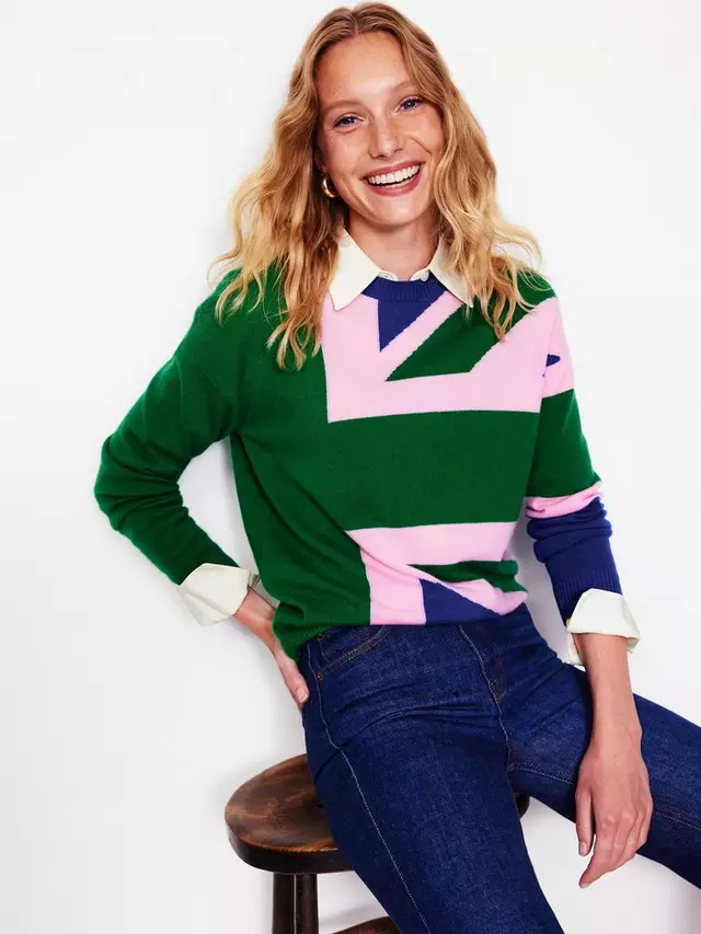 

Джемпер Boden Lydia Union Flag Cashmere, цвет green/multi