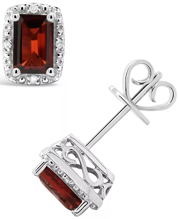 

Серьги-Гвоздики с драгоценными камнями и бриллиантами из стерлингового серебра Macy'S, garnet