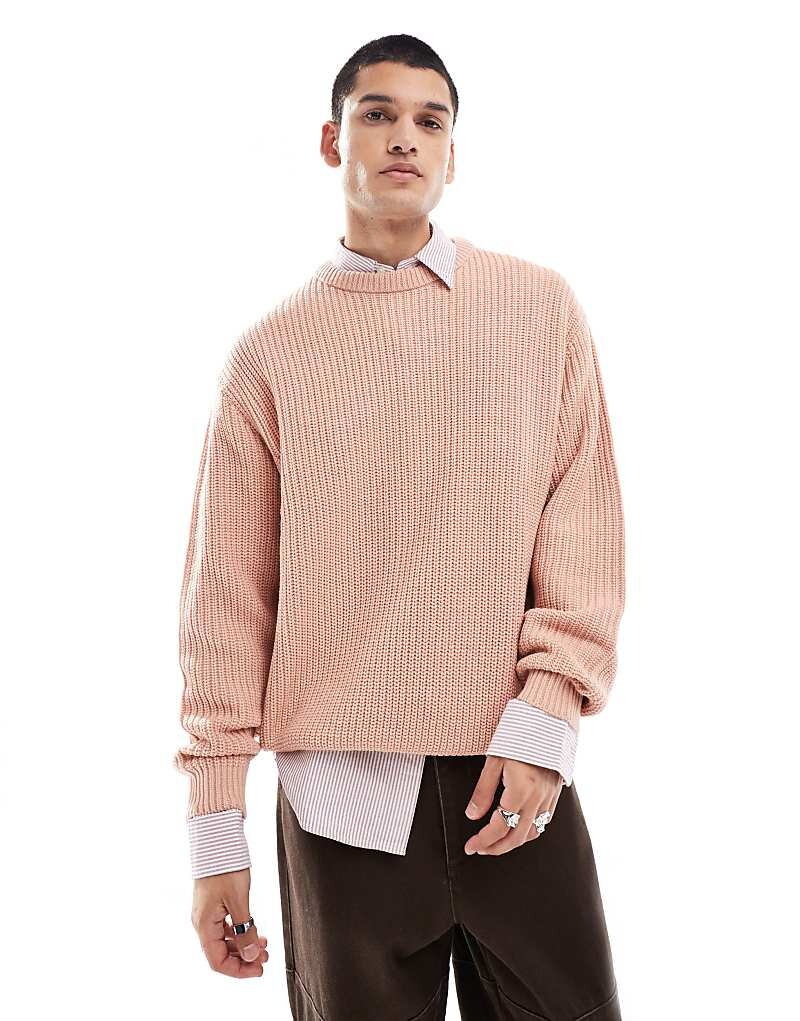 

Светло-розовый вязаный свитер оверсайз ASOS DESIGN