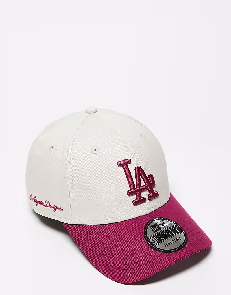 

Кепка New Era LA Dodgers 9forty с контрастным козырьком и надписью сбоку, многоцветная красная
