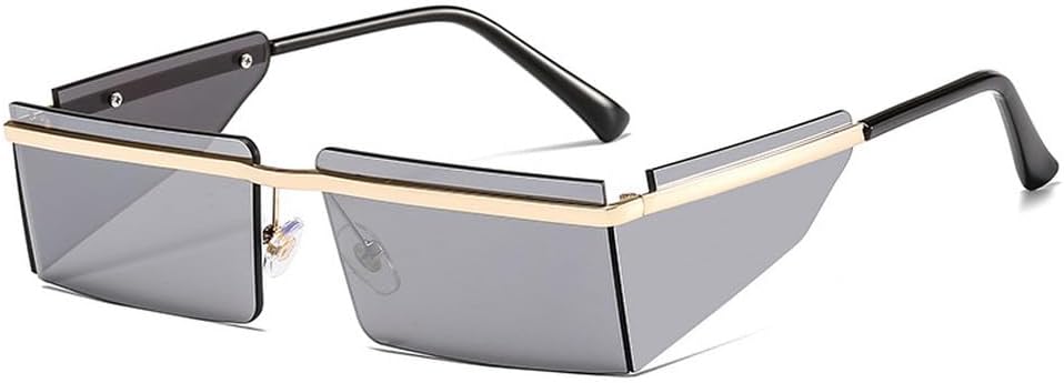 

Маленькие солнцезащитные очки без оправы для женщин, модные панк-очки, мужские очки в стиле ретро, ​​прямоугольные очки для женщин, защита от УФ-излучения UV400 TKKTLLT, C6 Gold-silver