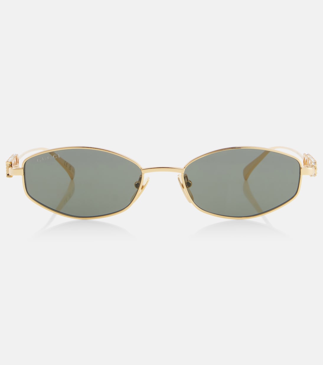 

Овальные солнцезащитные очки с логотипом Gucci, Gold-Gold-Grey