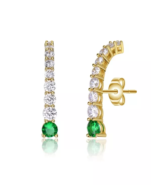 

Изогнутые серьги-подвески из стерлингового серебра с кубическим цирконием Genevive, green