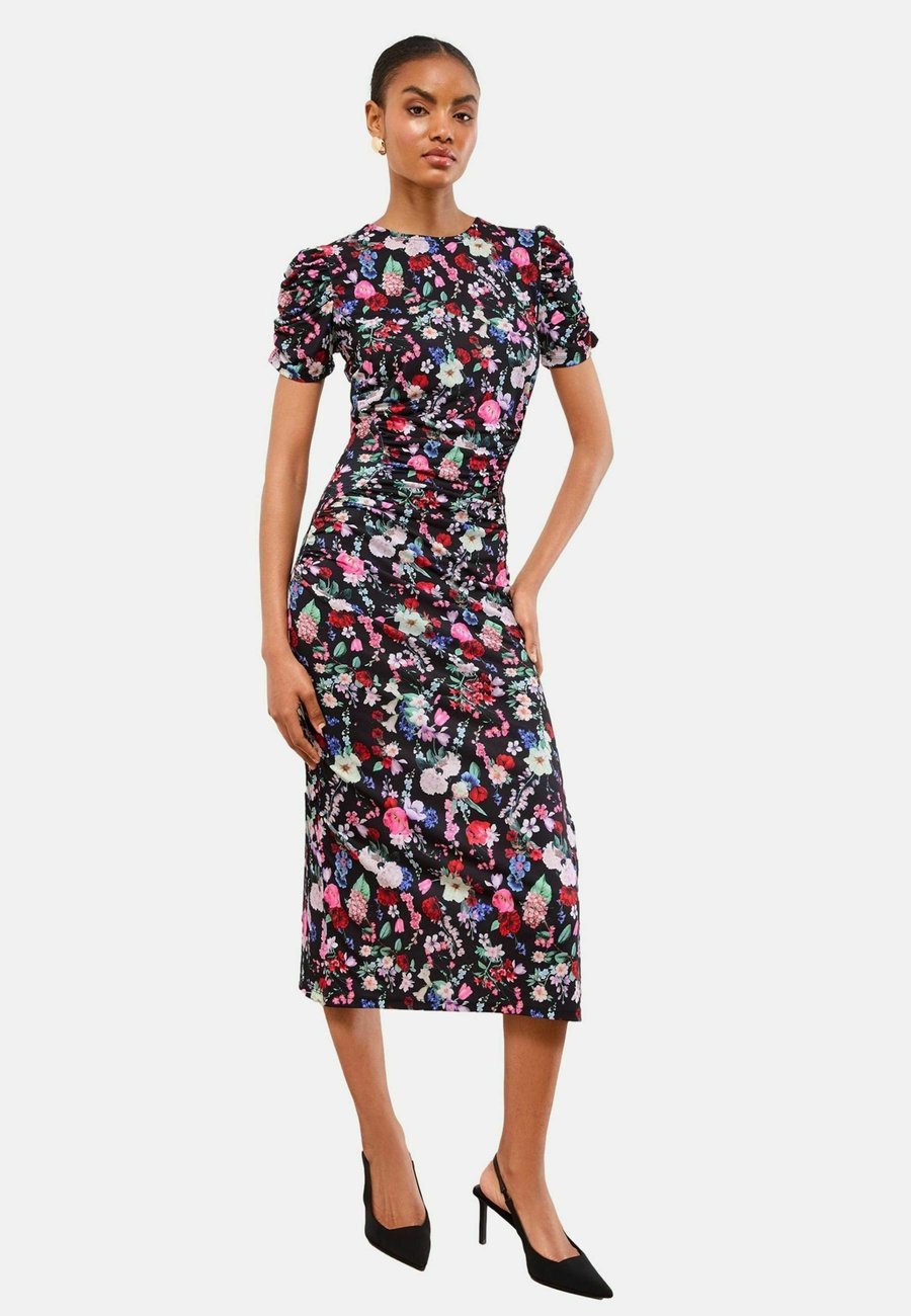 

Платье Lipsy SHORT SLEEVE RUCHED MIDI, Black Floral/Black