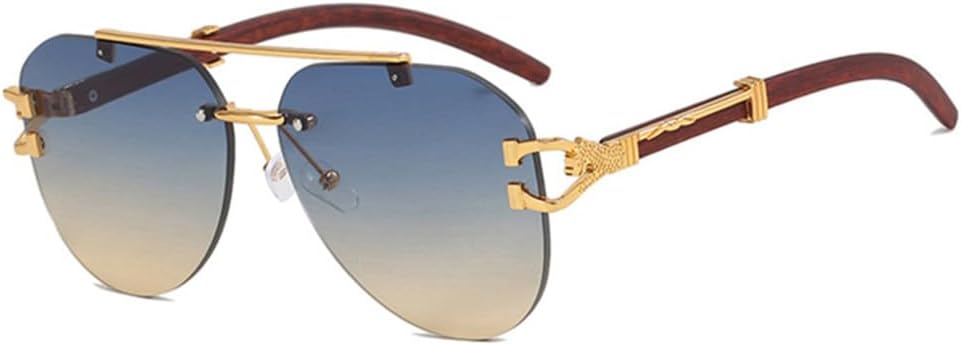 

Винтажные солнцезащитные очки без оправы для женщин и мужчин, градиентные солнцезащитные очки, женские металлические очки с двойной перемычкой, без оправы, дорожные очки generic, C9 Blue Tea