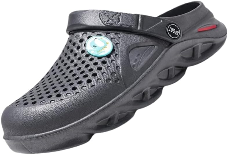 

Удобные нескользящие мужские сланцы однотонные с вырезами, дышащие, для активного отдыха на улице Clolinde, серый