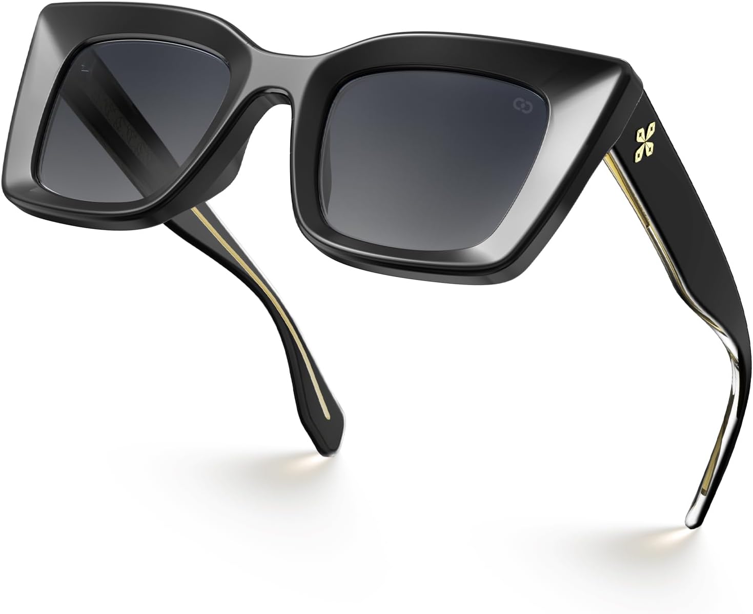 

Солнцезащитные очки VISOONE «кошачий глаз» для женщин, большие квадратные, в винтажном ретро-стиле, милые, модные аксессуары, защита от ультрафиолета UV400, Black/Gradient Grey