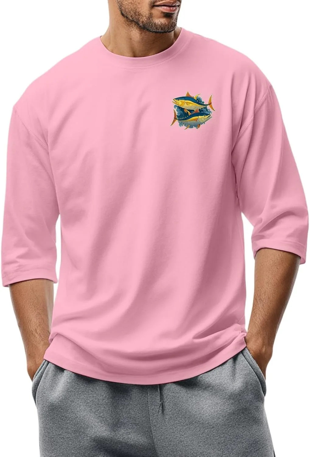 

Футболка для мужчин Classic Print с 3/4 рукавом FQZWONG