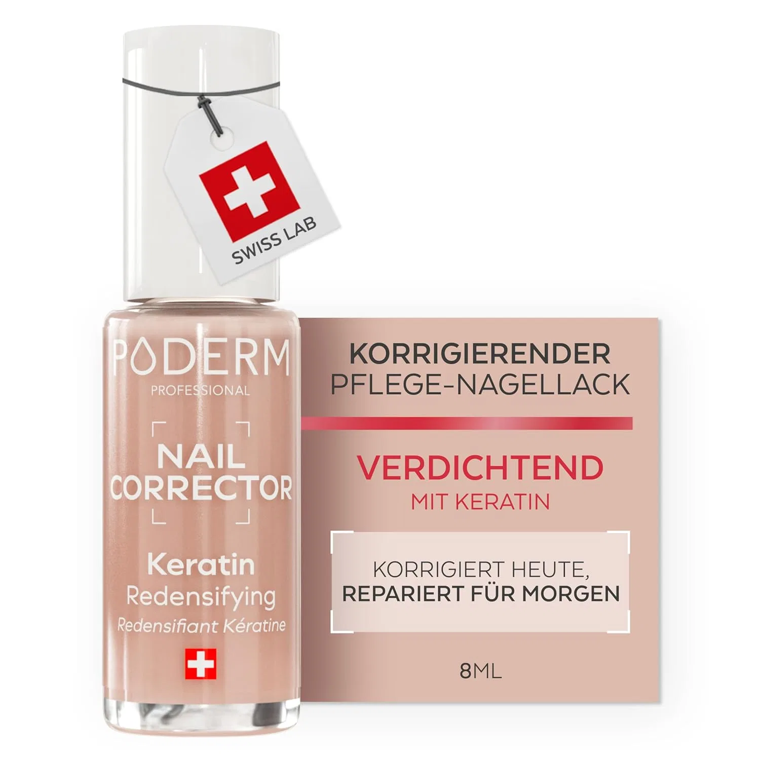 Корректирующий и совершенствующий лак для ногтей «Keratin» от PODERM, 8 мл Poderm