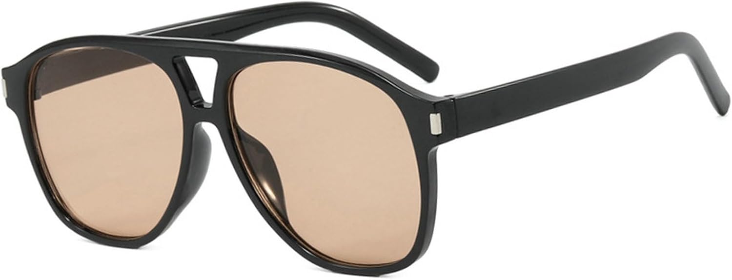 

Популярные модные солнцезащитные очки-пилот в стиле 70-х годов для женщин и мужчин. Модные солнцезащитные очки большого размера с двойной перемычкой mincl, Black Brown