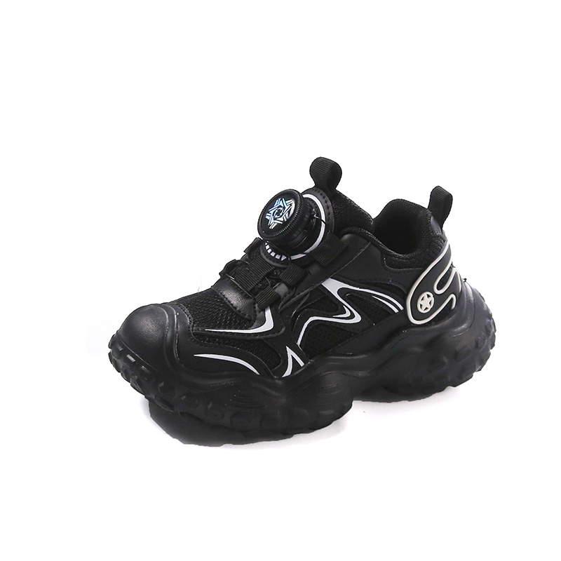 

Антискользящие и износостойкие легкие амортизирующие детские повседневные кроссовки Kids' Wooden Rabbit, черный