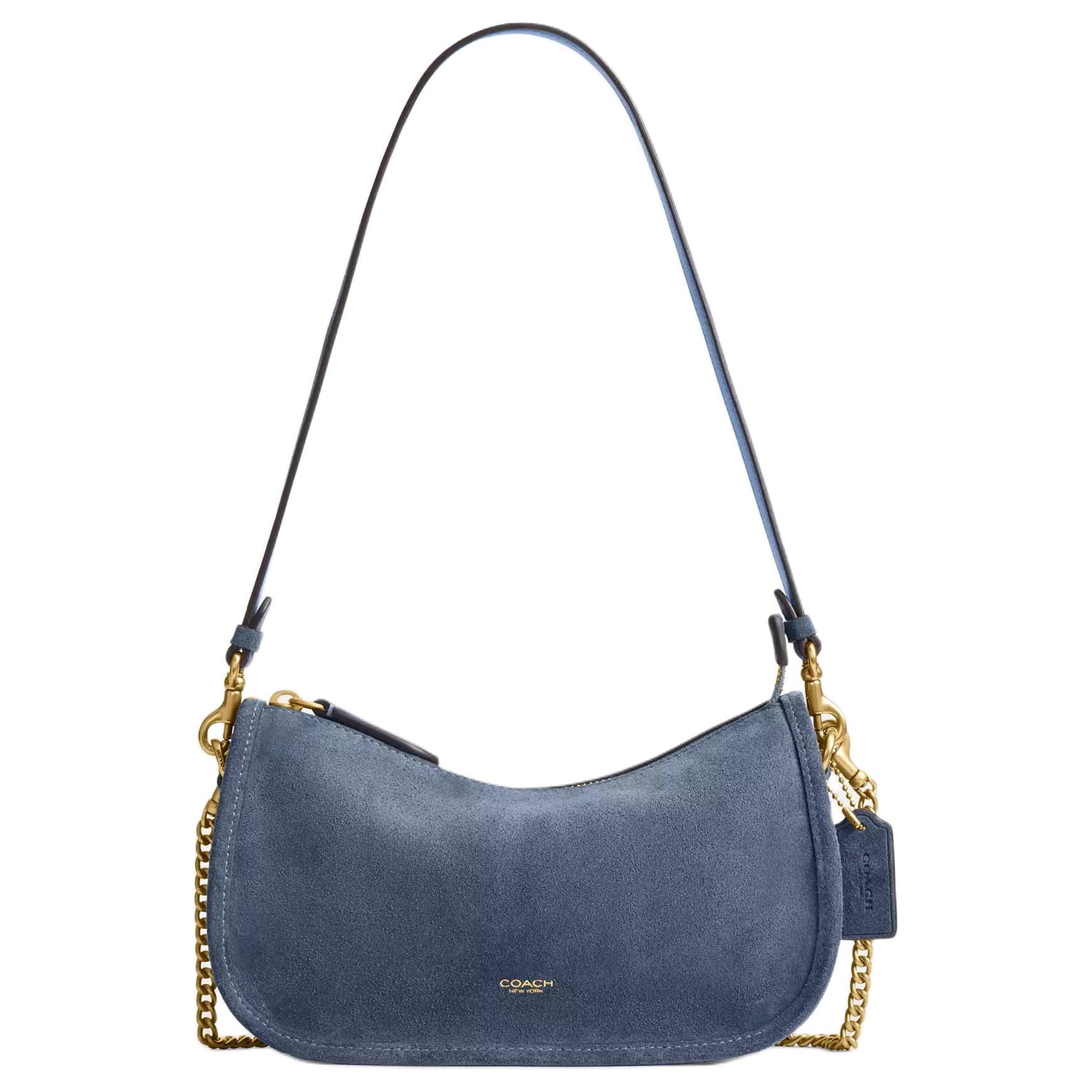 

COACH Сумка через плечо Waverly из замши с отделкой из телячьей кожи, средняя, женская, светло-голубая