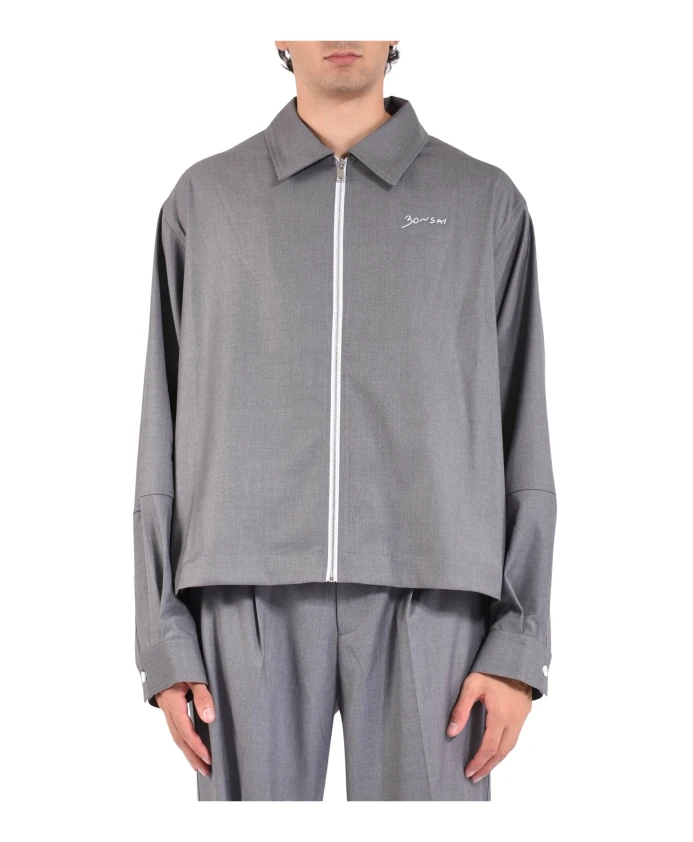 

Рубашка с вышитым логотипом и застежкой-молнией. Bonsai, серый