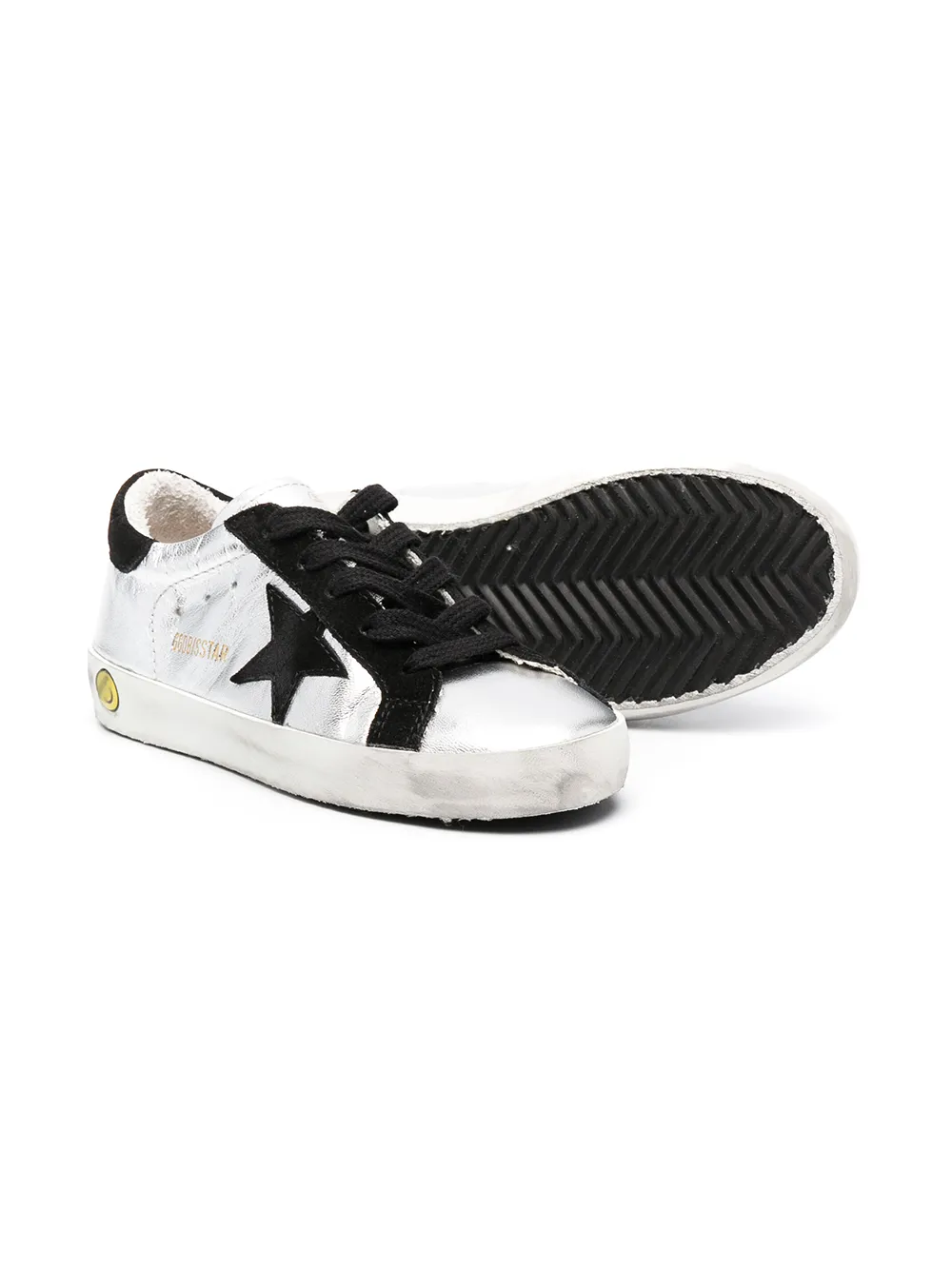 Кеды Superstar с эффектом потертости Golden Goose Kids, серебристый — фото 2