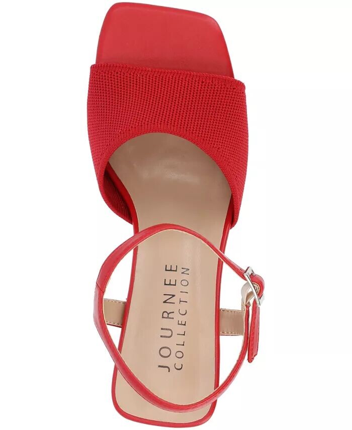 Женские босоножки Evylinn Knit Block Heel Dress Sandals Journee Collection, красный — фото 4