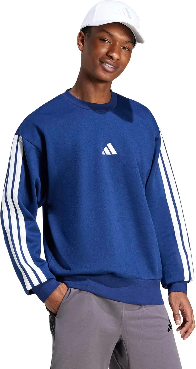 Толстовка Adidas Essentials Fleece с тремя полосками, темно-синий/белый — фото 2