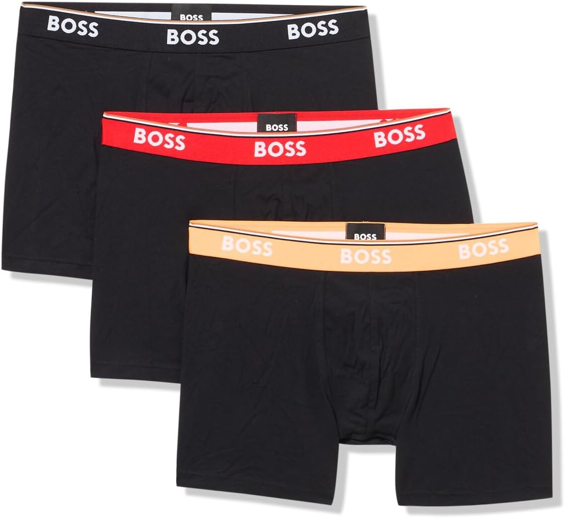 

Мужские боксеры-трусы BOSS из эластичного хлопка, 3 шт., Peach Pitt Band/Pink Punch Band/Black Band