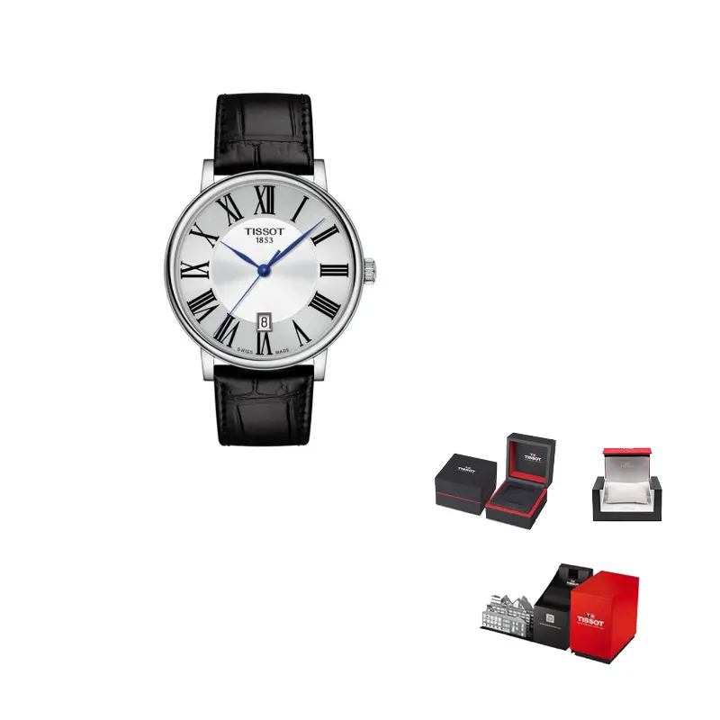 

TISSOT Часы Carson Elite Series Quartz Movement Men's Watch Watch 40mm Silver Dial Leather Strap