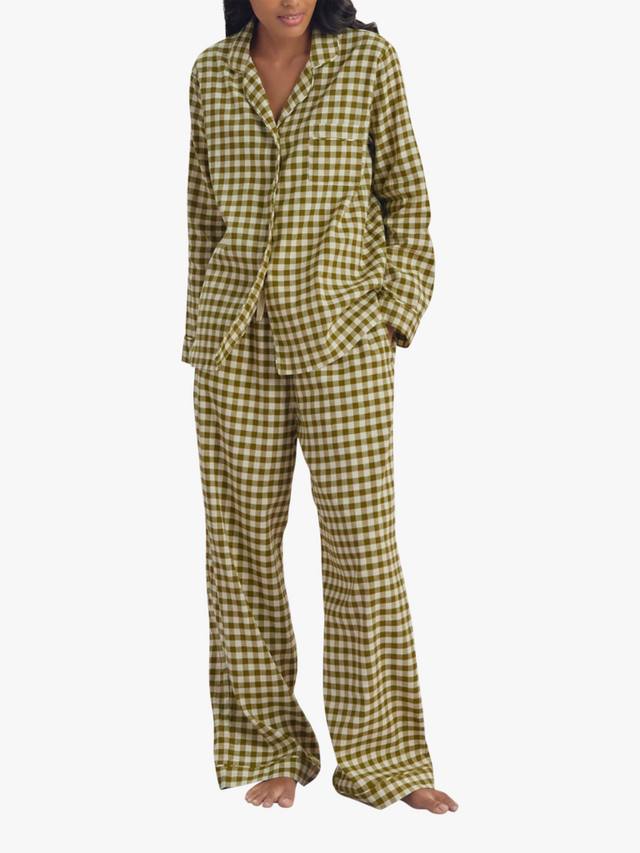 

Комплект пижамы Gingham из льняной смеси Piglet in Bed, Botanical Green