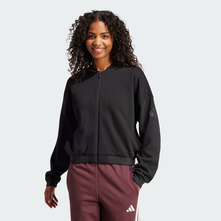 Спортивная толстовка с капюшоном на молнии ADIDAS SPORTSWEAR Essentials, черный — фото 2