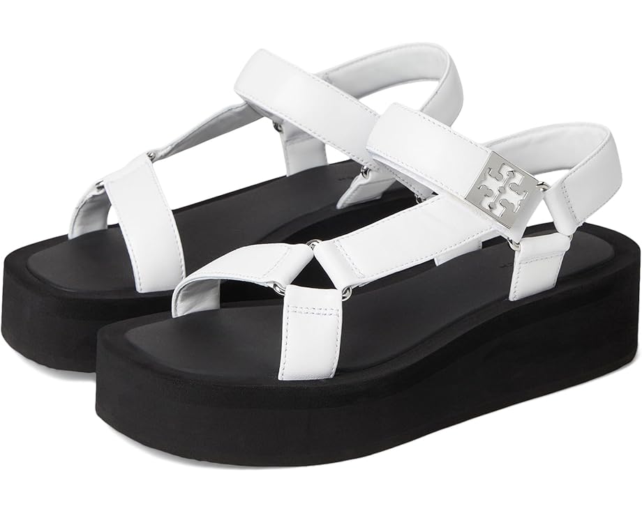 Сандалии Tory Burch Mellow Platform Sandal, цвет Optic White/Silver/Perfect Black