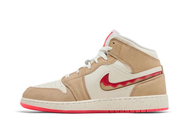 Кроссовки Air Jordan 1 Mid SE GS 'Peanut Butter & Jelly', кремовый — фото 3