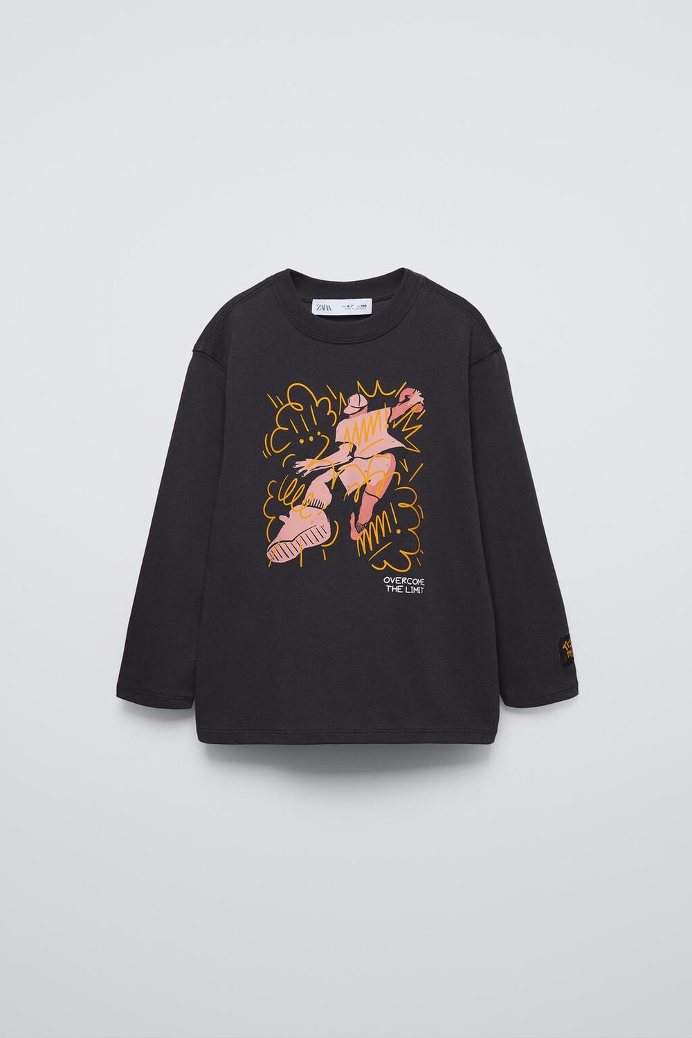 

Футболка с принтом граффити ZARA, антрацитовый серый