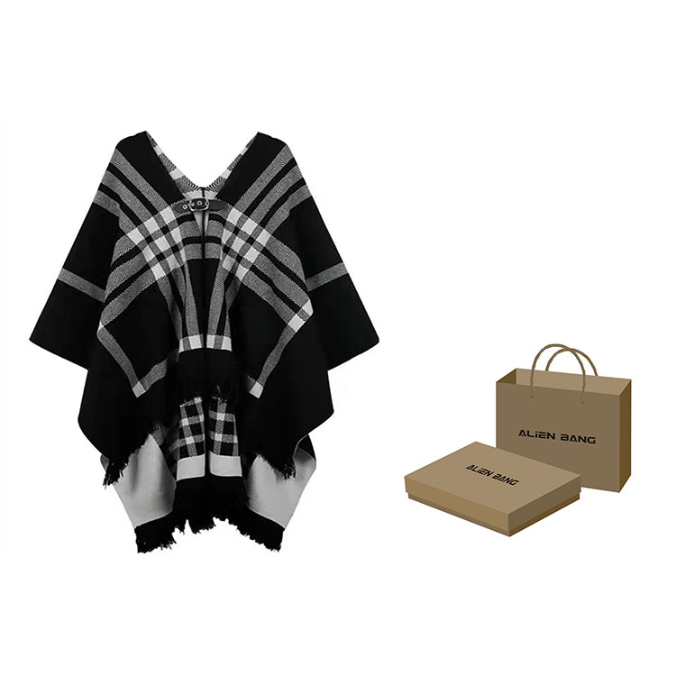 

ALIEN BANG Женская шаль, Black White Double-Sided Box