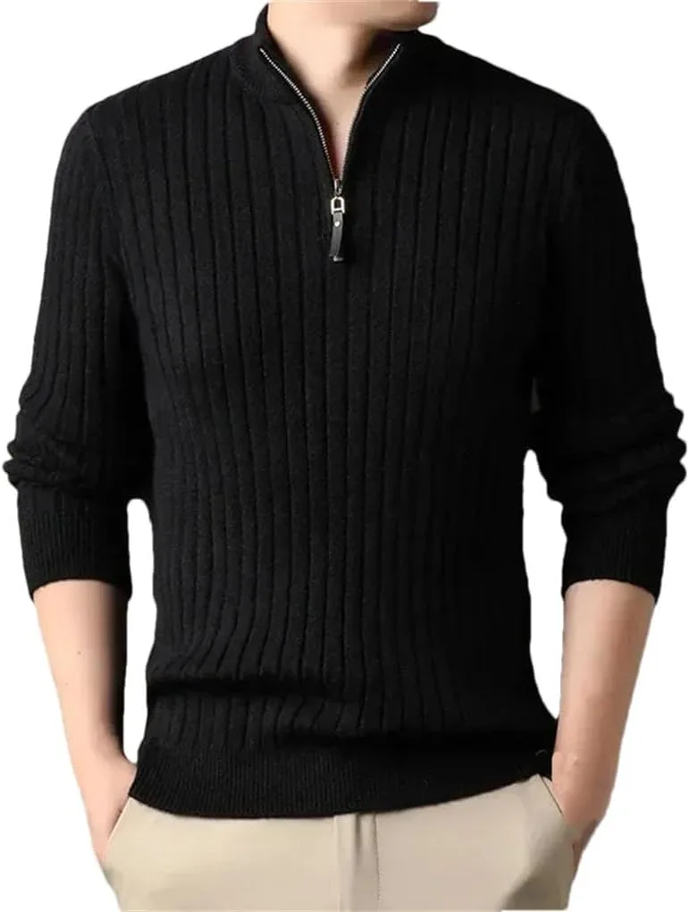 

Мужской свитер с четвертью молнии Slim Fit вязаный