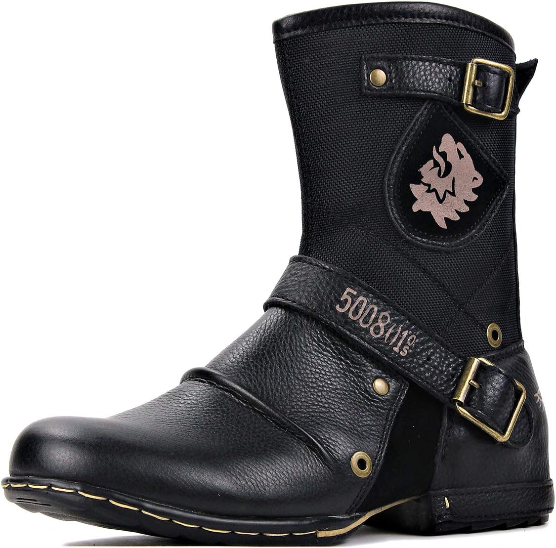 

Мужские мотоботы OSSTONE, дизайнерская мода, кожаные чукка с молнией, вестерн-бутсы, повседневная обувь OS-5008-1-HH-US, черный