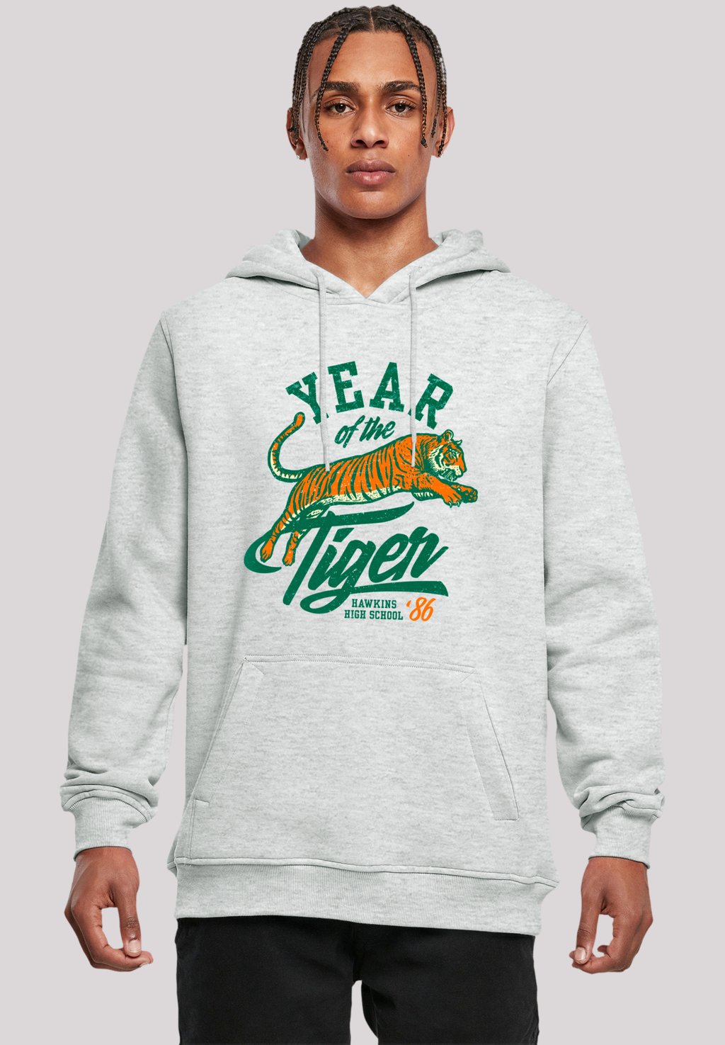 

Толстовка STRANGER THINGS HAWKINS YEAR OF THE TIGER 86 NETFLIX TV SERIES - Hoodie F4NT4STIC, серый
