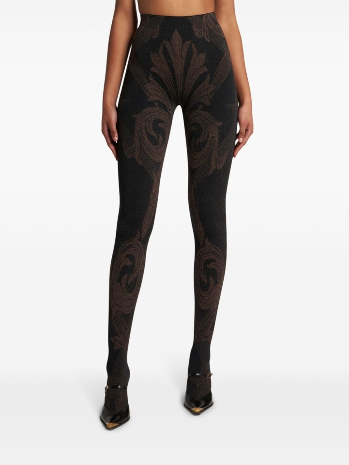 ETRO колготки с эффектом металлик из коллаборации с Wolford, коричневый — фото 3
