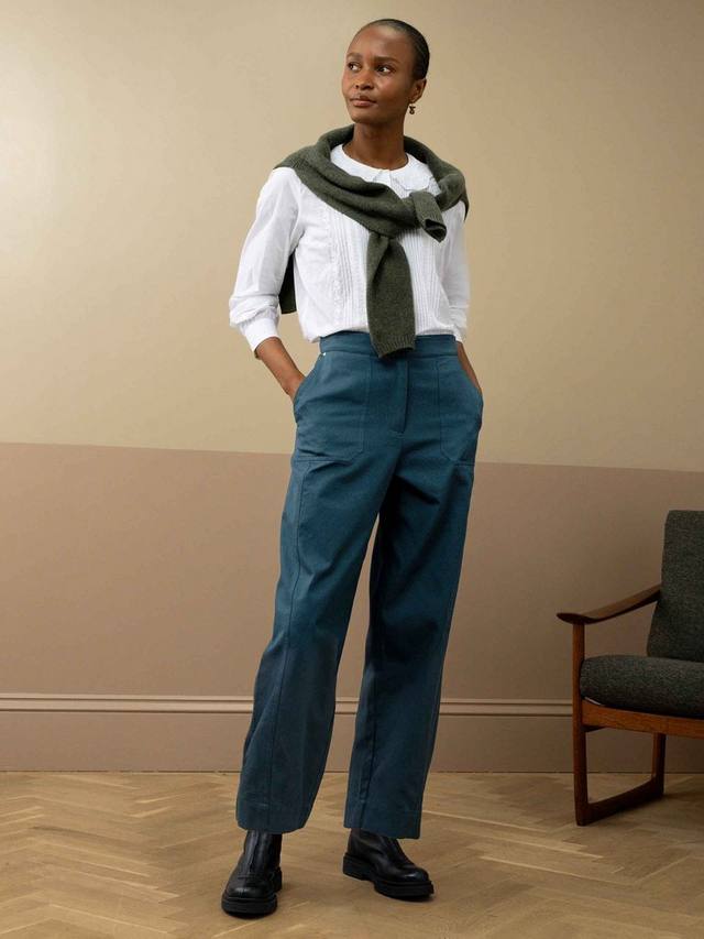 

Хлопковые брюки-бочонки из хлопкового канваса Brora, Petrol