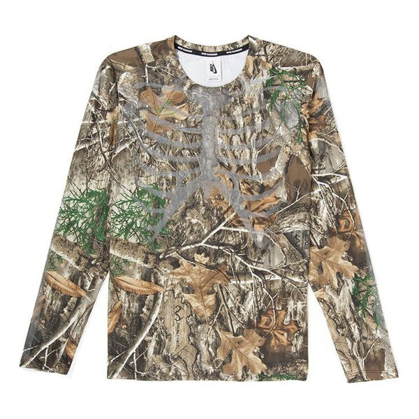 

Футболка men's long sleeve skeleton tee halloween limited leaves printing long sleeves running earth brown t-shirt Nike, коричневый