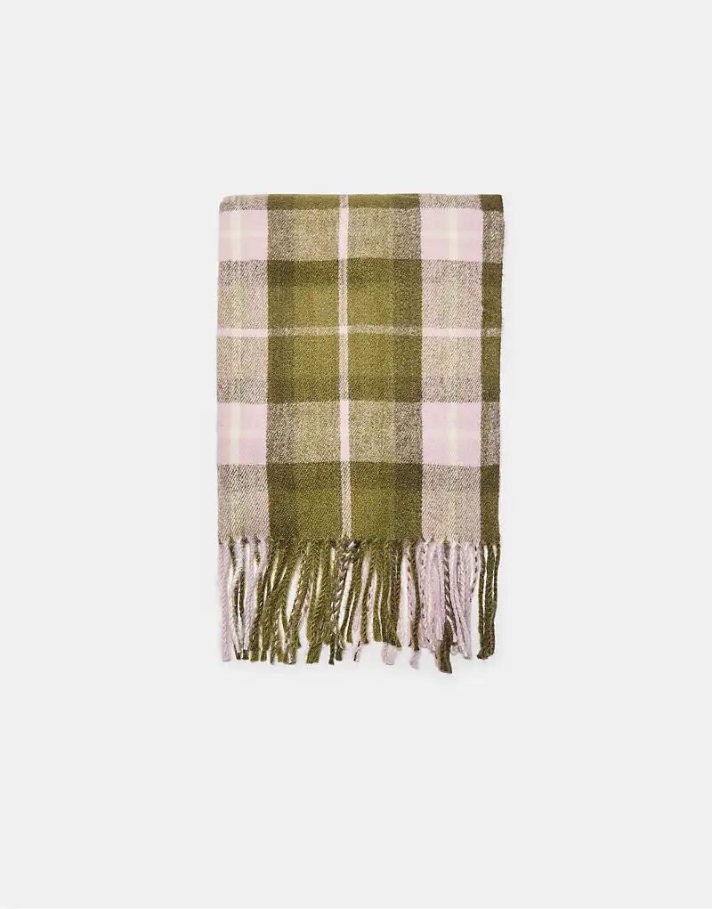 

Клетчатый шарф Stradivarius оливково-зеленого цвета