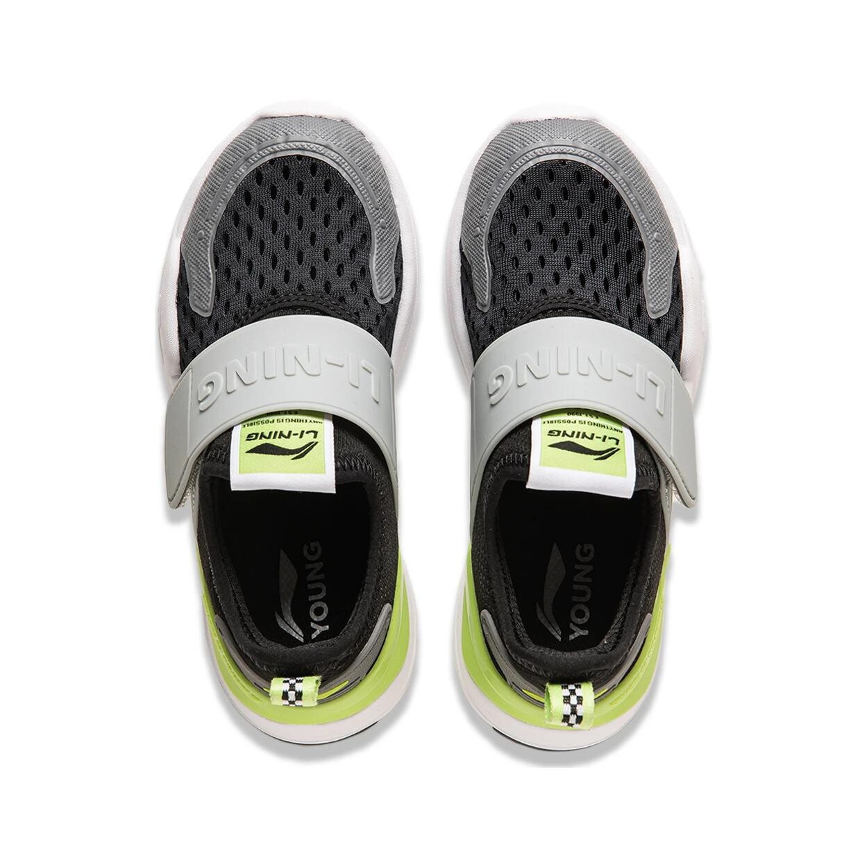 Кроссовки LINING YOUNG Kids Lifestyle Shoes PS Low-top Black-green-gray, черный — фото 4