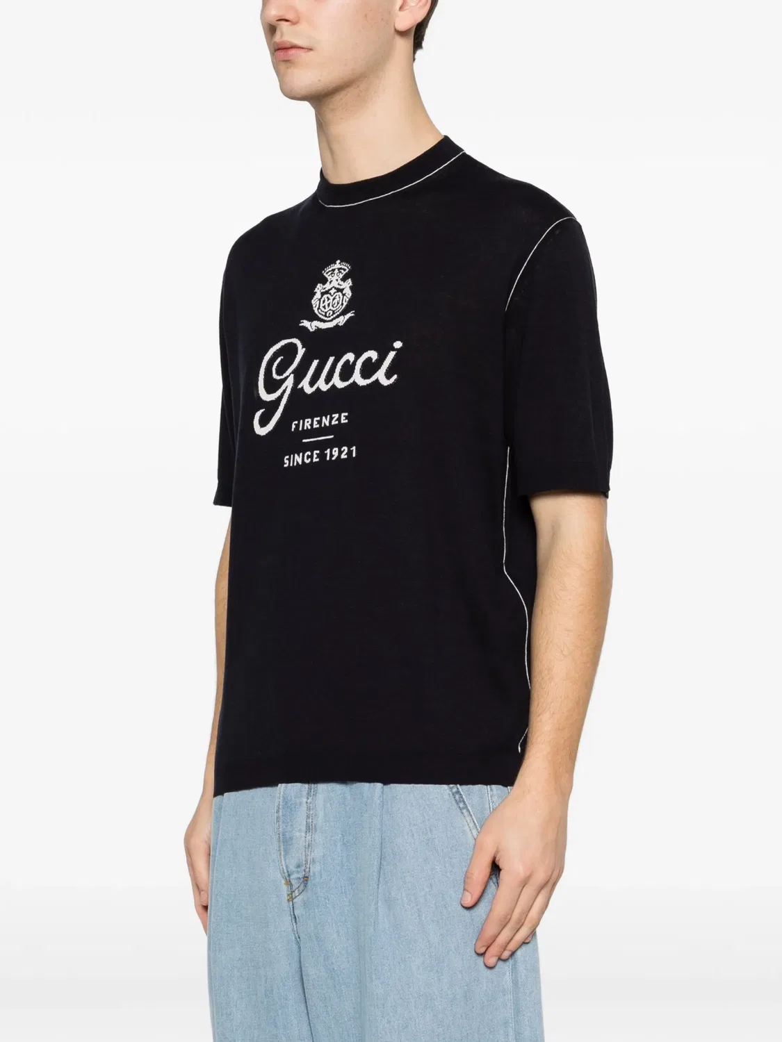 Футболка Gucci с логотипом, короткие рукава, темно-синий — фото 3