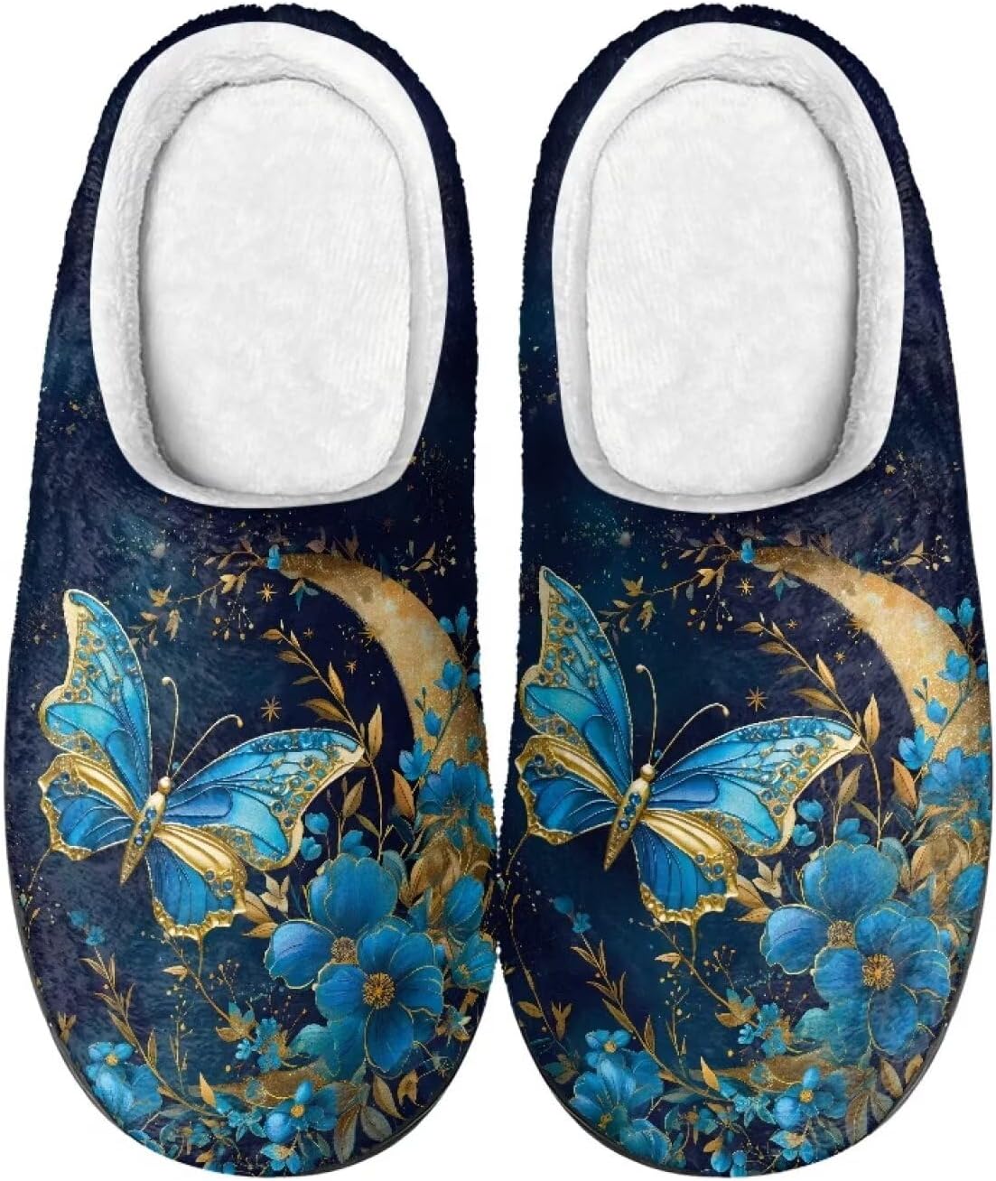 

Тапочки Flashideas для женщин и мужчин, мягкие, пушистые, теплые, домашние, с нескользящей подошвой, парные, повседневного стиля, Butterfly Moon 1