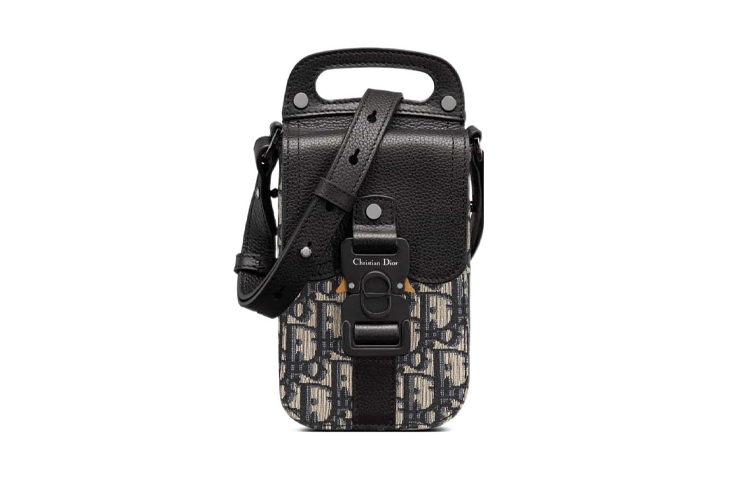 

DIOR Текстурированная кожаная сумка через плечо с карманом для телефона Regular Men's Black/Beige
