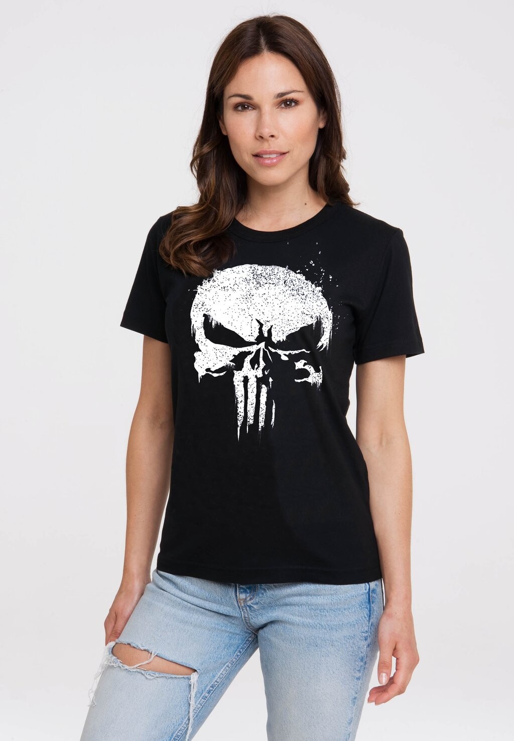 

Футболка с принтом T-SHIRT MARVEL PUNISHER TV SKULL LOGOSHIRT, черный