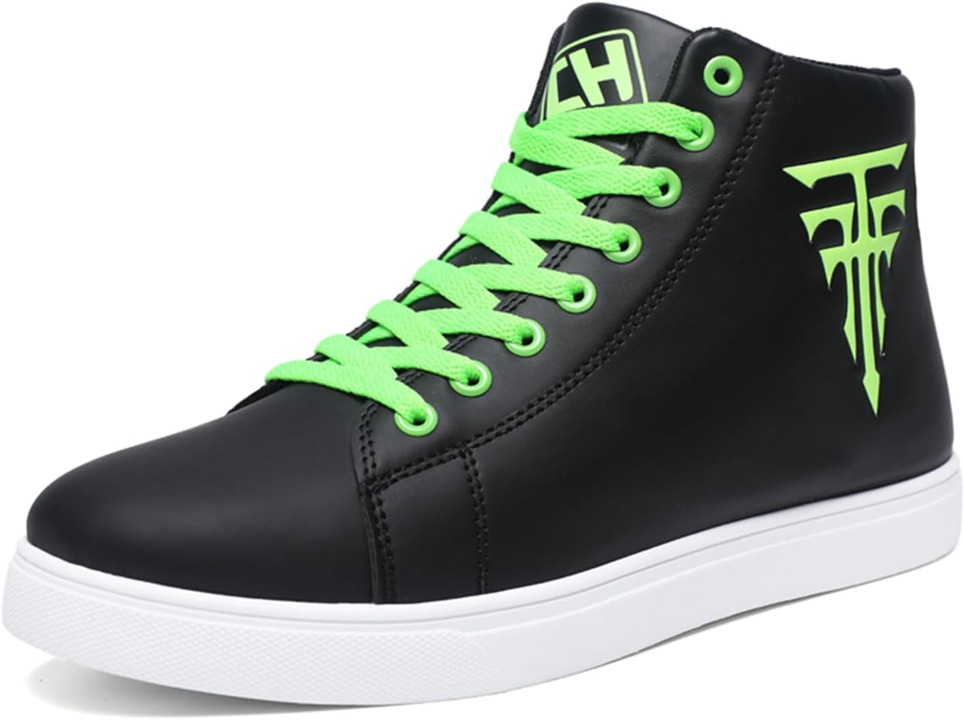 

Мужские модные кроссовки высокие скейт-ботинки стильные повседневные комфортные хип-хоп обувь Abborora, черный/зеленый