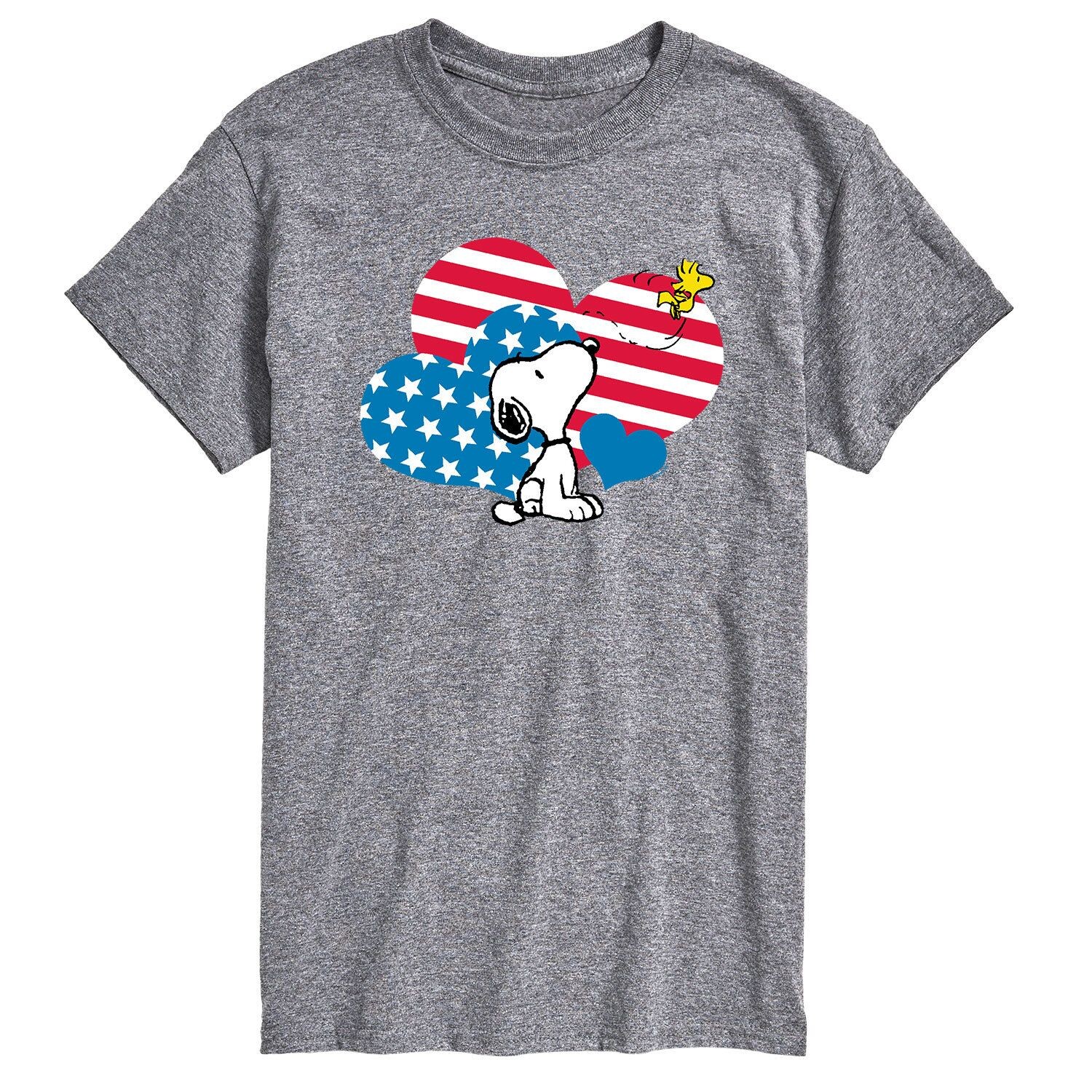 

Мужская футболка Peanuts Snoopy с сердечками и флагом Licensed Character
